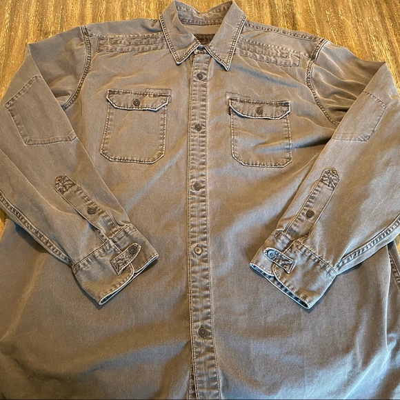 Men's Levi's Dark Grey Wash Heavy Duty Long Sleeve Button Down Work Shirt, XL